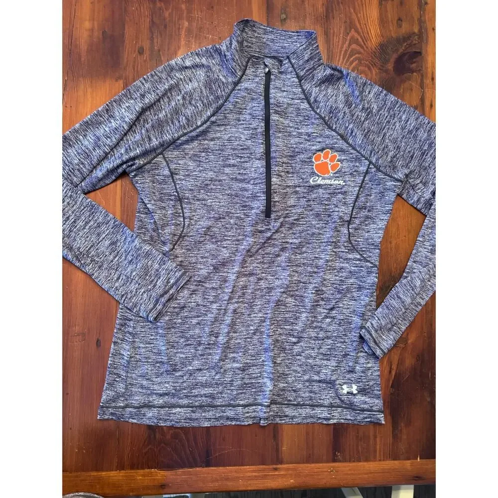 Clemson Tigers Under Armour Heathered Purple LS 1/4 Zip Pullover Youth Large